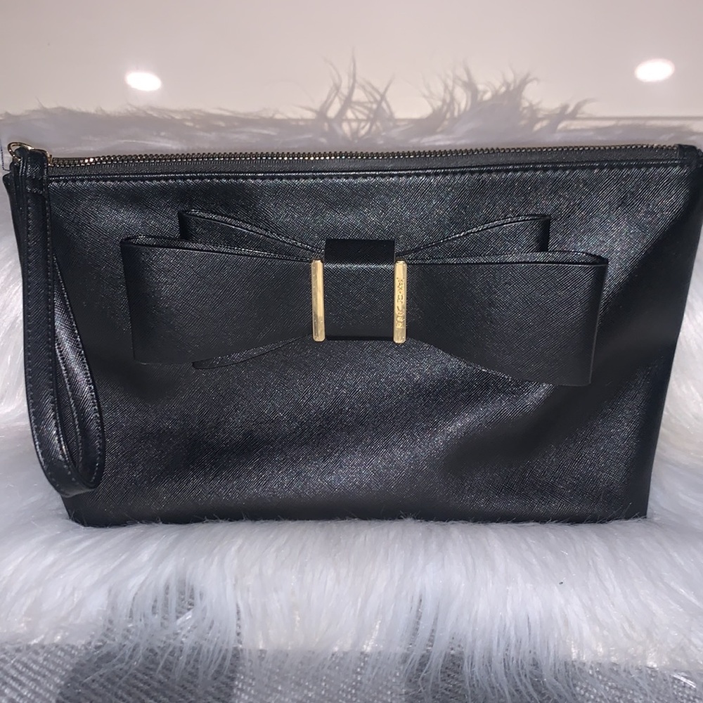Betsey Johnson Black Bow Cosmetic /Makeup Bag / Clutch